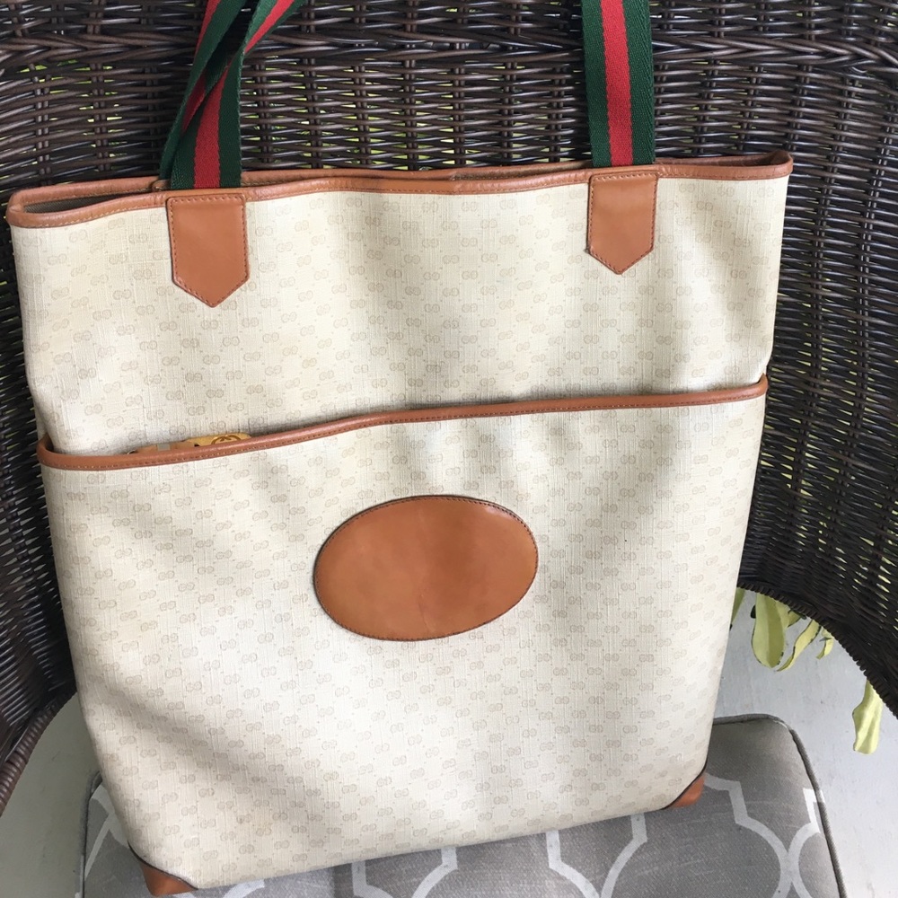GUCCI TAN XL TOTE BAG BEAUTIFUL PROF RECONDITIONED